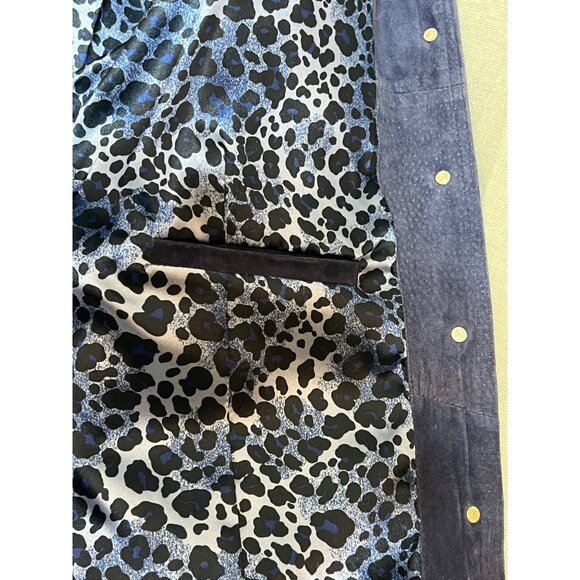 Dennis Basso Women Leather Jacket Large Purple-Blue Button Long Sleeve Pockets - Picture 7 of 12